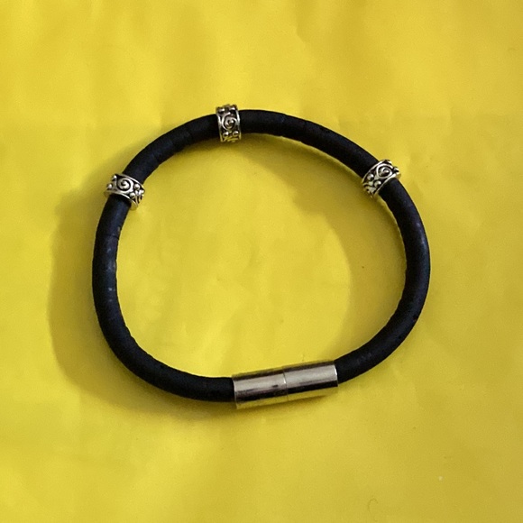 Handmade Cork Bracelet with 3 Beads and Magnetic Snap FREE SHIPPING - Picture 3 of 4